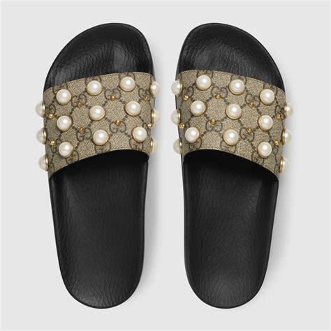 gucci pearl slides|cheapest gucci slides.